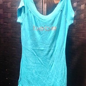 bebe Short Sleeve Ribbed Top